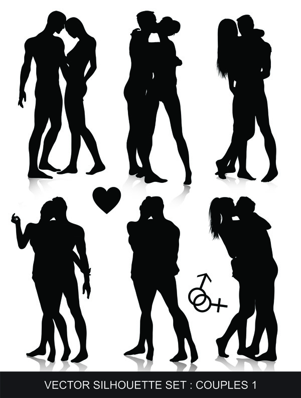free vector Male and female black and white silhouette vector